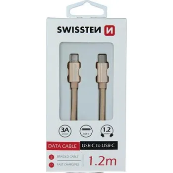Datový kabel Swissten USB-C/USB-C 1.2m, zlatý
