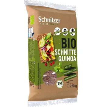 Trvanlivě pečivo Schnitzer Tmavý chlebík z quinoy plátky 250g BIO