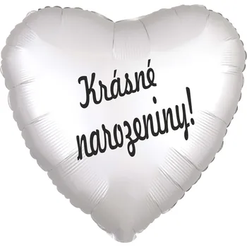 Balónek Balónek fóliový bílé srdíčko Krásné narozeniny! balonky.cz b85346