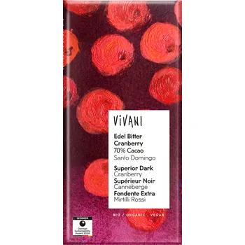 Čokoláda Vivani Hořká čokoláda & brusinky 100g BIO