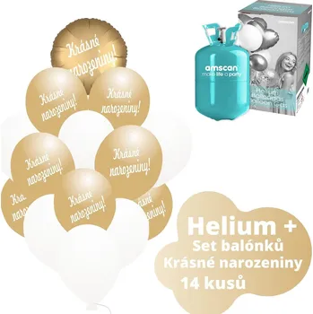Balónek Helium set - zlaté balónky KRÁSNÉ NAROZENINY-Balonky.cz b82015
