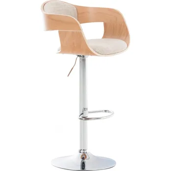 Barová židle Dřevěná barová židle Stona látkový potah, přírodní/krémová