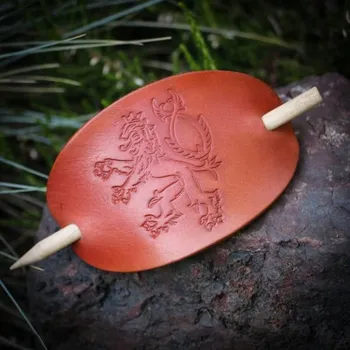 Drakkaria BOHEMIA kožená spona do vlasů hnědá