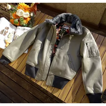 Moto bunda Leather Fashion Krátká bunda z pravé hovězí kůže s vlněným límcem Velikost: 5XL, Barva (Varianta): Šedá