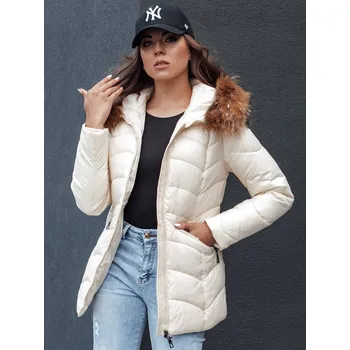 Dámská zimní bunda s kapucí EMBRACE Dstreet TY4492 - výprodej Barva: Béžová, Velikost: 2XL