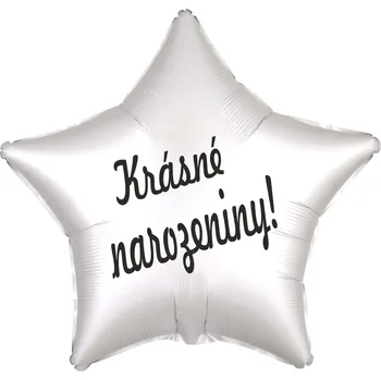 Balónek Balónek fóliový bílá hvězda Krásné narozeniny! balonky.cz b85345