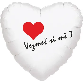 Balónek Balónek fóliový bílé srdíčko Vezmeš si mě? balonky.cz b85381