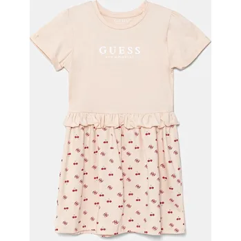 Dámské oblečení Dětské bavlněné šaty Guess K5GK08.K6YW4.PPYA béžová 02X, vel. 113-118