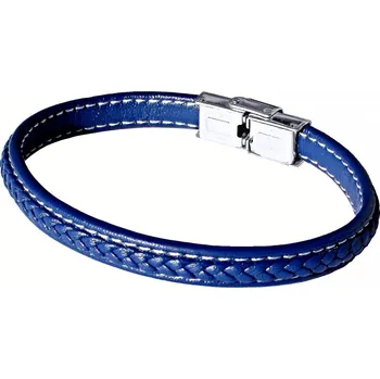Náramek OCELOVÝ NÁRAMEK - OCEL / Modrá Kůže (V025)