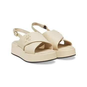 Dámské sandále Sandály Tommy Hilfiger Th Logo Hw Padded Leather Sandal FW0FW08808 Béžová 41