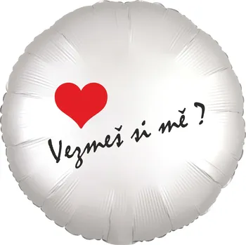 Balónek Balónek fóliový bílý kruh Vezmeš si mě? Balonky.cz b85382