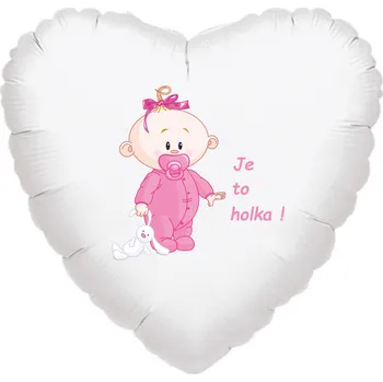 Balónek Balónek bílý fóliový srdíčko Je to holka! balonky.cz b85317