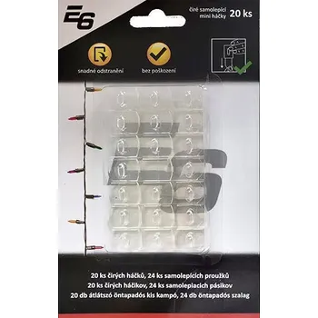 Rybářský háček Escape6 Čiré samolepící plastové háčky, provedení mini, 20 ks