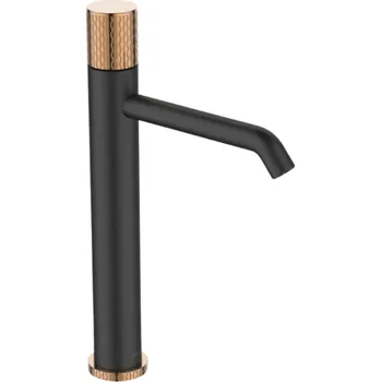 Vodovodní baterie Umyvadlová baterie vysoká černo-růžové zlato, MOONLIGHT,BU-77-W14-V