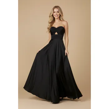 Dámské šaty DIVA Plesové saténové šaty ZINA černé Barva: Černá, Velikost: XL