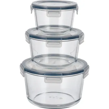 Dóza na potraviny SILVERCREST® Sada skleněných potravinových dóz, 3dílná (kulatá)