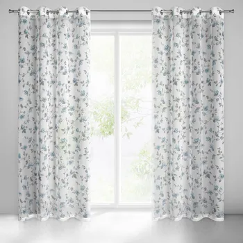 Záclona Eurofirany Jenny záclona bílá/modrá květy