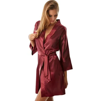 Dámský župan Elegantní župan Panama vínový - L