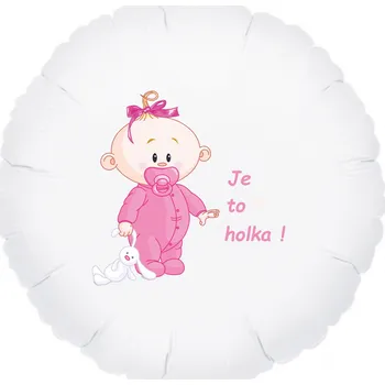 Balónek Balónek bílý fóliový kruh Je to holka! balonky. b85316