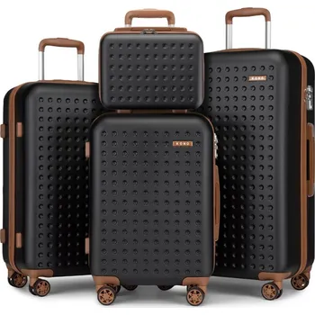 Kono 2486 Sada 4 kufrů spinner 31/55/65/75cm Černý ABS/Polykarbonát