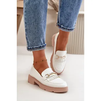 Dámské mokasíny Dámské mokasíny W-16 Bílá s béžovou - DAY-VINE Shoes bílá 39