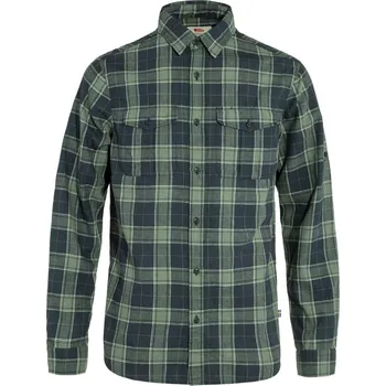 Pánské oblečení pánská košile s dlouhým rukávem FJÄLLRÄVEN Övik Travel Shirt LS M Dark Navy-Patina Green - XXL