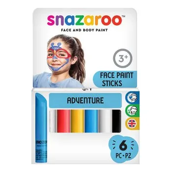 Pastelka Barvy na obličej - tužky na obličej Snazaroo Adventure - 6 barev