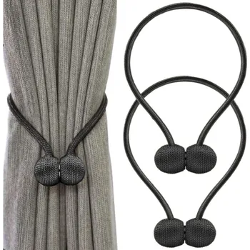 Potah na židli dobirkov.cz Ozdobné přezky, spony na záclony, se silným magnetem, 2 ks - černá