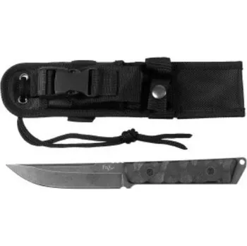 Bojový nůž Fox Outdoor Nůž "Fighter" - černý, s gripem z G10 a pochvou