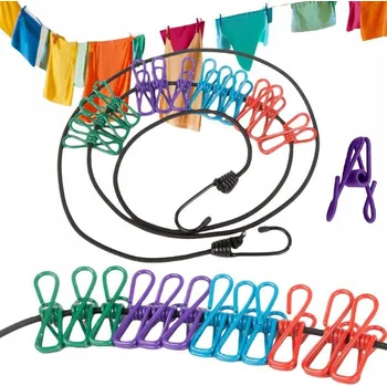 dobirkov.cz Elastická prádelní šňůra, 12 kusů kolíčků, cestovní kolíčky