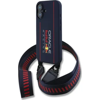 Pouzdro na mobilní telefon Red Bull Silicone Vertical Logo MagSafe zadní kryt + Crossbody popruh pro iPhone 16 Navy