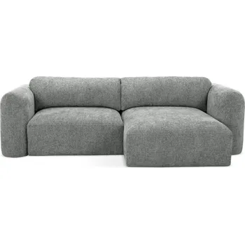 Pohovka Šedá žinylková rozkládací/s úložným prostorem rohová pohovka (pravý roh/s lenoškou) Mele – Makamii ID_1824778