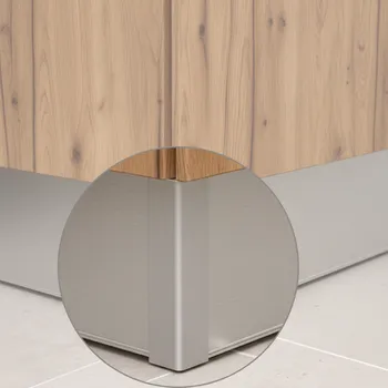 Stavební profil Opes Rohová spojka na kuchyňský sokl 90° / Broušený hliník 100 mm