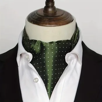 Kravata Fišer Askot zelený s tečkami Vánoční ascot