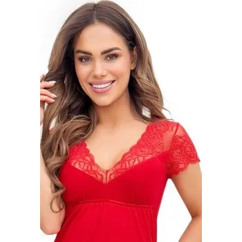 Dámská noční košile Noční košilka Donna Ivana - luxusní střih Červená 2XL