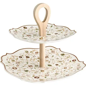 Servírovací tác/ etažer, patrový Tempo di Festa BRANDANI (barva - porcelán, bílá/červená/zelený)