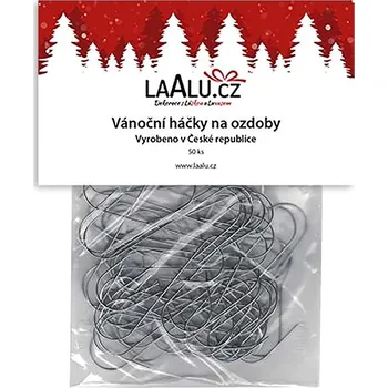 Vánoční dekorace LAALU Háčky na ozdoby 50 ks stříbrné