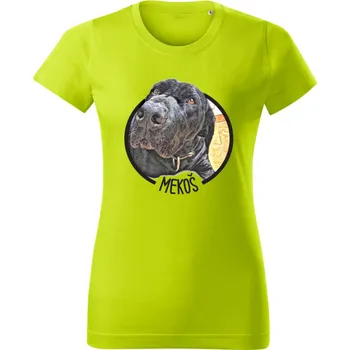 Dámské oblečení Dámské tričko se jménem a obrázkem vašeho psa. Limetková XL