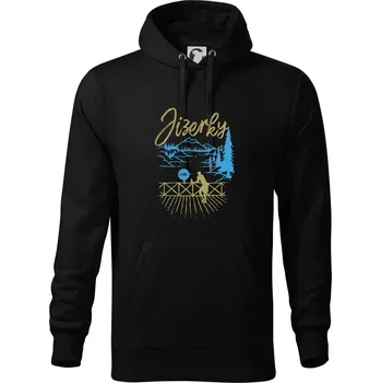 Pánská mikina Jizerky - modrý les chill - Mikina pánská Cape s kapucí - 4XL ( Černá )