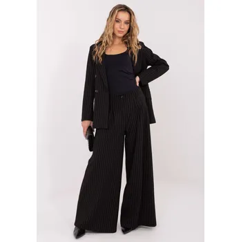 Dámské kalhoty Černé dámské široké elegantní kalhoty s pruhy IT-SP-FL9787.85-black Velikost: S/M
