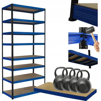 Dílenský regál Kovový regál skladový stojan HELIOS 270x90x40cm 8 polic x 400kg ODOLNÝ