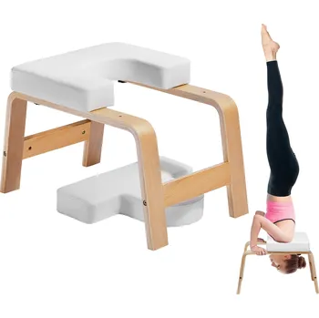 Vevor Jógová lavička na stojku, nosnost 300lbs, dřevěný rám pu poduška bílá