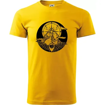 Pánské tričko Cestování - hory kompas - Triko extra velké (5-8XL) - 5XL ( Žlutá )