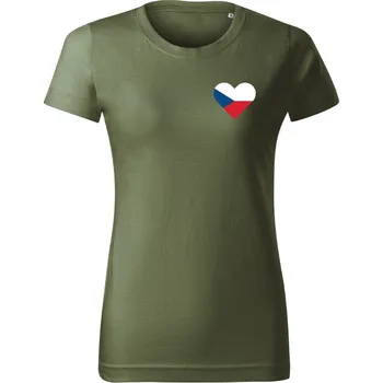 Dámské tričko Dámské tričko. Fandíme Česku-srdce Khaki M