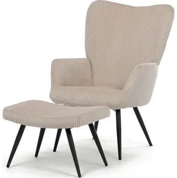 Křeslo Relaxační křeslo ušák s podnožkou ARIA - manšestr, více barev Barva: Béžová