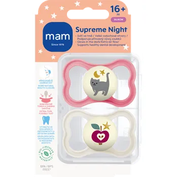 dudlíky mam dudlík Supreme Night 16+m, růžový/béžový
