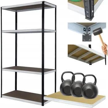 Dílenský regál Kovový regál do skladu, garáže, stojan HELIOS 180x120x40 cm, 4 police, nosnost 350 kg na polici