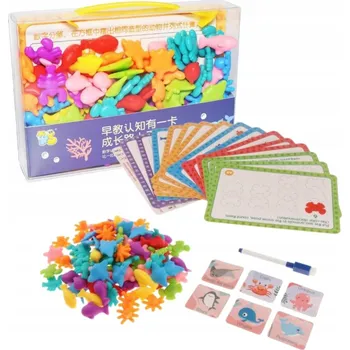 Dřevěná hračka VELKÁ EDUKAČNÍ SADA VÝUKA POČÍTÁNÍ BAREV MONTESSORI HRA TŘÍDIČ KARTY