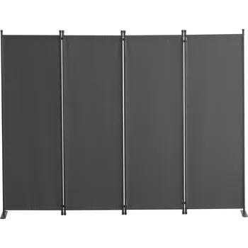 Paraván Vevor Skládací paravan 4 panely, látkový, volně stojící, světle šedý