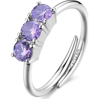 Prsten S'Agapõ Ocelový prsten s fialovými kubickými zirkony Dazzly SDZ156 + 2 měsíce na vrácení zboží